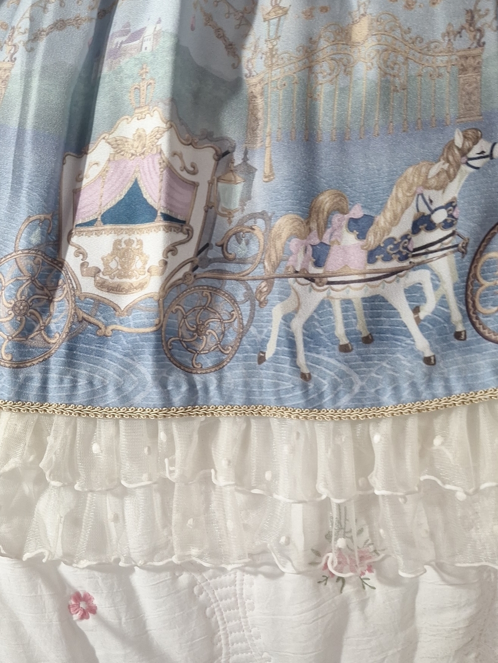 Angelic Pretty Sax Blue Horse & Carriage Pearl JSK | Old School Sweet Lolita 💙 - Picture 11 of 16